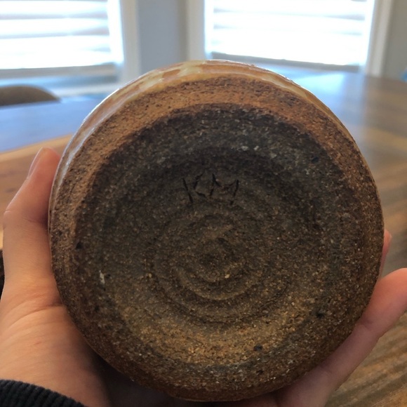 Rustic Brown and Baby Blue Ceramic Vase - Picture 11 of 14